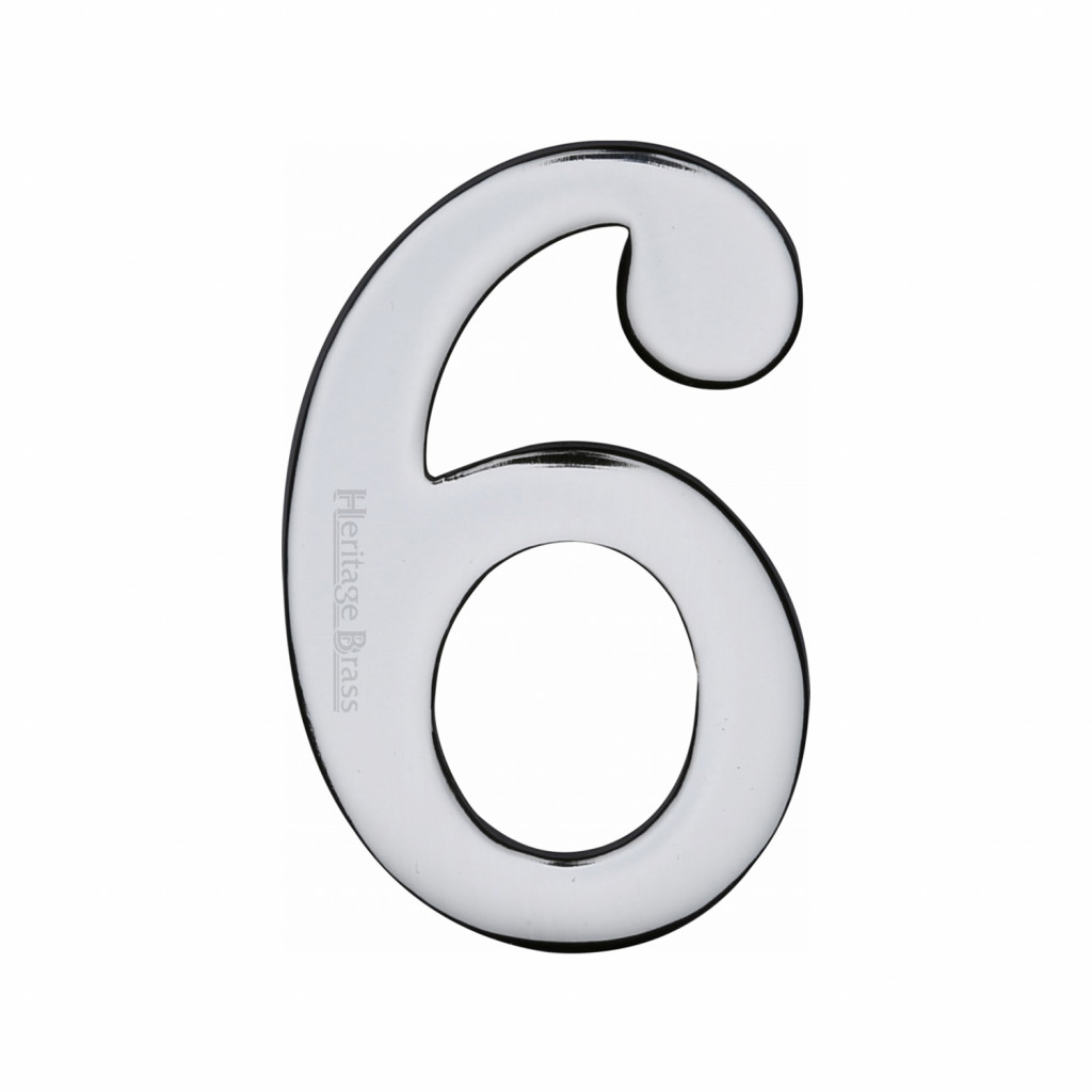Heritage Brass Numeral 6 - 51mm  – Self Adhesive